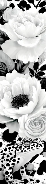 Free printable frog bookmark to color featuring a crawling frog under flowers